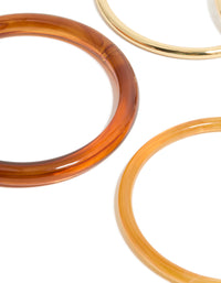 Gold Plated & Brown Acrylic Mixed Bangles 5-Pack - link has visual effect only