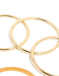 Gold Plated & Brown Acrylic Mixed Bangles 5-Pack - link has visual effect only