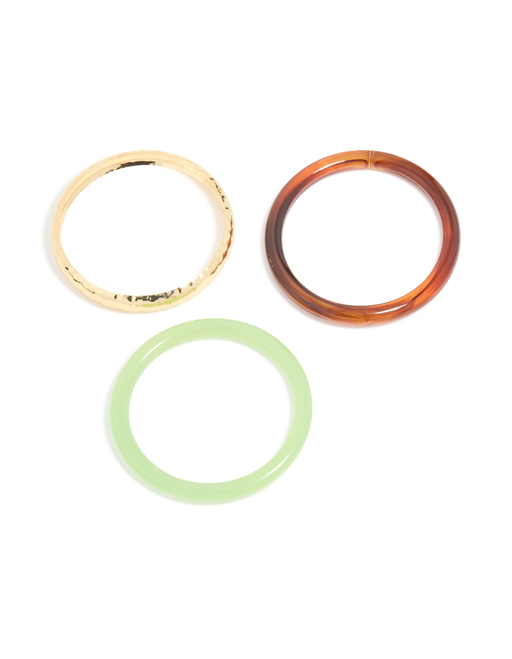 Gold Brown & Green Acrylic Bangles 3-Pack