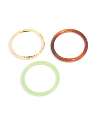 Gold Brown & Green Acrylic Bangles 3-Pack - link has visual effect only