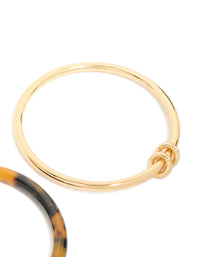 Black Brown Acrylic & Gold Smooth Bangles 2-Pack - link has visual effect only