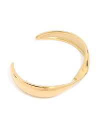 Waterproof Rose Gold Plated Stainless Steel Twisted Wrist Cuff - link has visual effect only