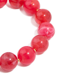 Gold Red Acrylic Beaded Stretch Bracelet - link has visual effect only