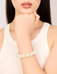 Gold Cream Acrylic Beaded Stretch Bracelet - link has visual effect only
