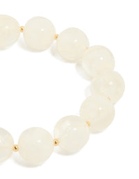 Gold Cream Acrylic Beaded Stretch Bracelet - link has visual effect only