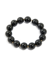 Black Acrylic Beaded Stretch Bracelet - link has visual effect only