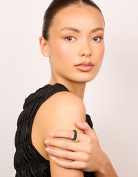 Black Acrylic & Cubic Zirconia Rings 3-Pack - link has visual effect only
