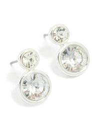 Silver Double Stone Stud Earrings - link has visual effect only