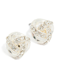 Silver Diamante Mini Knot Stud Earrings - link has visual effect only