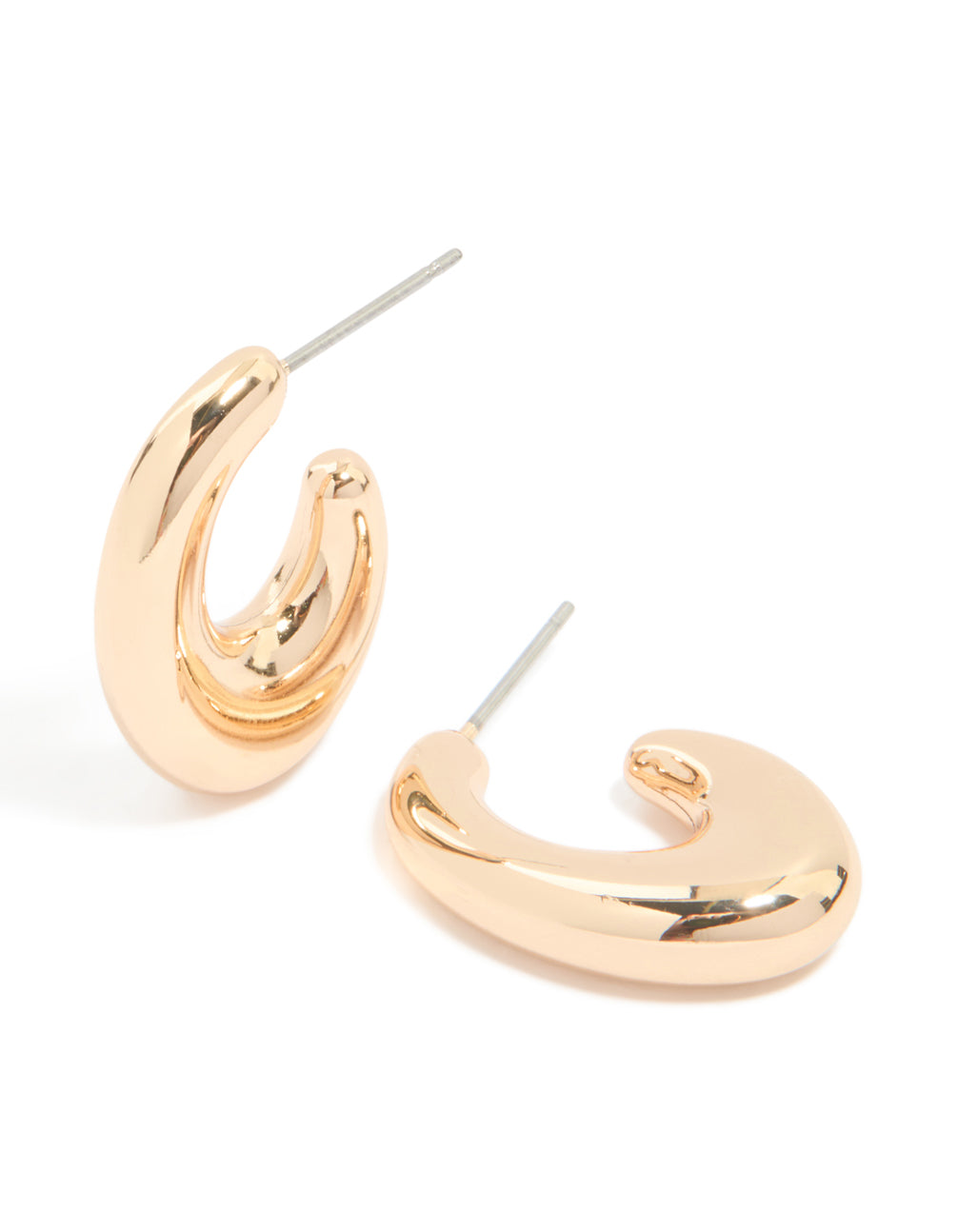 Gold C Shaped Hoop Bubble Hoop Earrings
