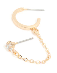 Silver Diamante Stud & Hoop Chain Earring - link has visual effect only