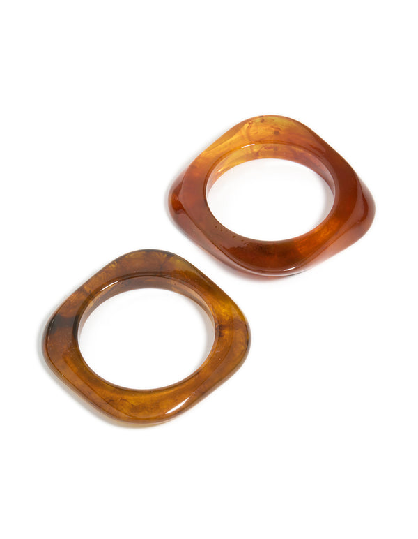 Brown Acrylic Thin Square Bangles 2-Pack