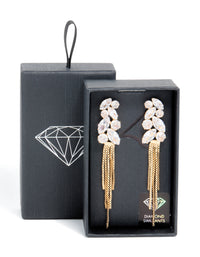 Gold Cubic Zirconia Mixed Shape Chain Drop Earrings - link has visual effect only