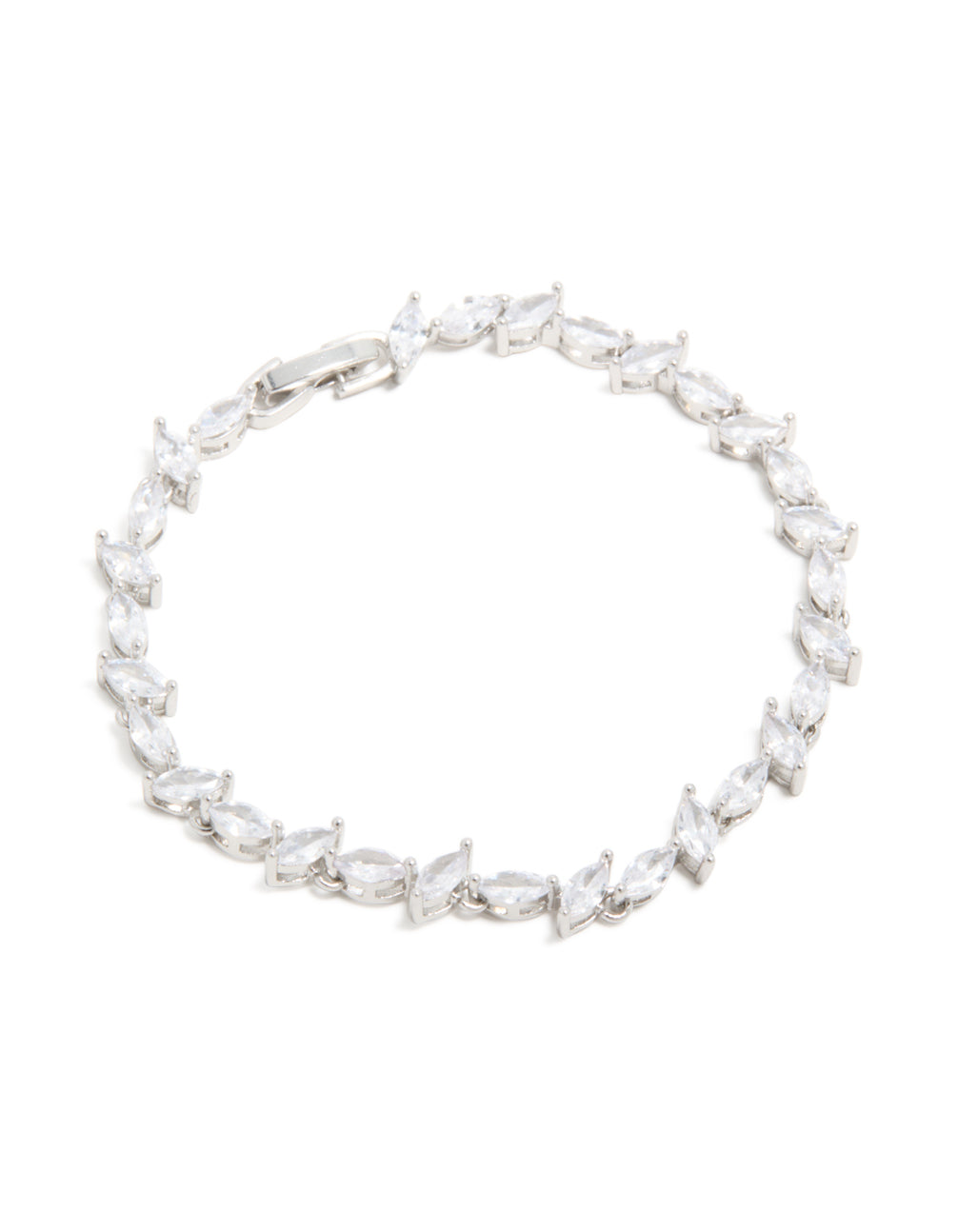 Silver Cubic Zirconia Alternating Marquise Tennis Bracelet