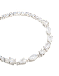 Silver Cubic Zirconia Mixed Shape Bracelet - link has visual effect only