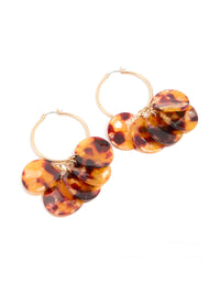Gold Tortiiuseshell Acrylic Five Petal Hoop Earrings - link has visual effect only