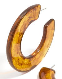 Brown Acrylic Chunky Medium Hoop Earrings - link has visual effect only