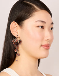 Dark Brown Acrylic Flower Petals Large Drop Earrings - link has visual effect only