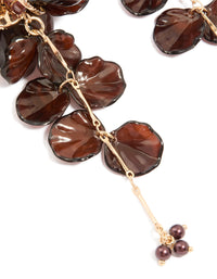Dark Brown Acrylic Flower Petals Large Drop Earrings - link has visual effect only