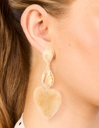 White Acrylic Chunky Hearts Drop Earrings - link has visual effect only