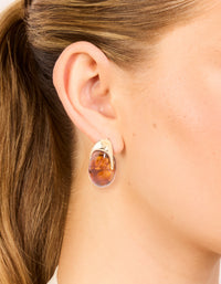 Brown Acrylic Chunky Curved Stud Earrings - link has visual effect only