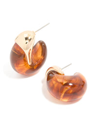 Brown Acrylic Chunky Curved Stud Earrings - link has visual effect only