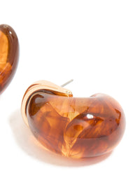 Brown Acrylic Chunky Curved Stud Earrings - link has visual effect only