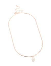 Rose Gold Plated Freshwater Pearl Pendant Snake Chain Necklace - link has visual effect only