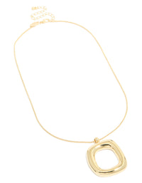 Gold Plated Puffy Square Open Pendant Necklace - link has visual effect only