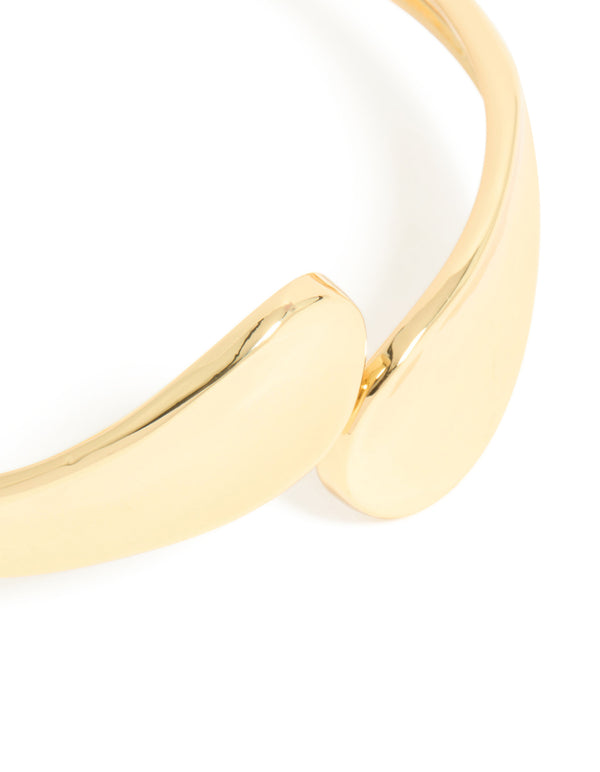 Gold Plated Curved Wrapped Hinged Bangle