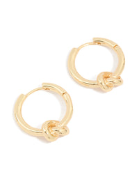 Gold Plated Brass Classic Knotted Huggie Earrings - link has visual effect only