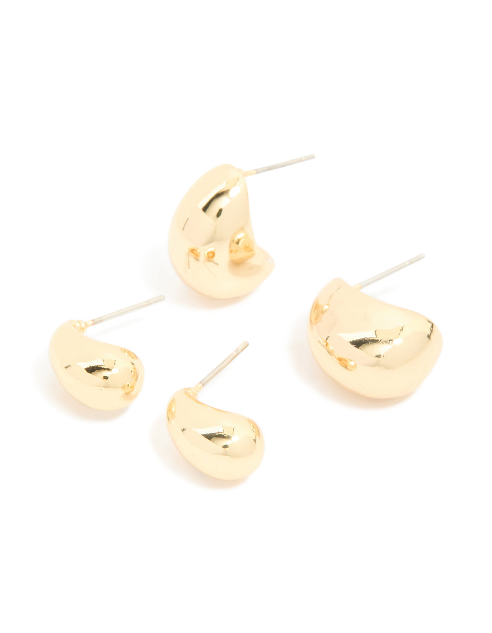 Gold Plated Brass Mixed Teardrop Earrings 2-Pack
