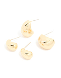 Gold Plated Brass Mixed Teardrop Earrings 2-Pack - link has visual effect only