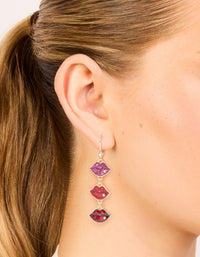 Gold Triple Kiss Drop Earrings - link has visual effect only