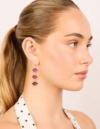 Gold Triple Kiss Drop Earrings - link has visual effect only