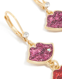 Gold Triple Kiss Drop Earrings - link has visual effect only