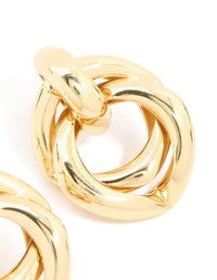 Gold Plated Brass Angular Doorknocker Earrings - link has visual effect only