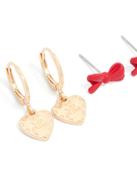 Gold Love Letter & Heart Earrings 4 Pack - link has visual effect only