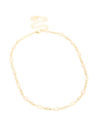 Gold Plated Pink Oval Cubic Zirconia Necklace - link has visual effect only