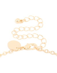 Gold Red Stone Centre Heart, Flower & Key Charm Necklace - link has visual effect only