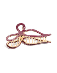 Burgundy Dotted Acrylic Bow Hair Claw Clip - link has visual effect only