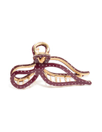 Burgundy Dotted Acrylic Bow Hair Claw Clip - link has visual effect only