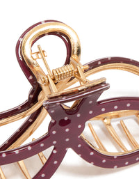 Burgundy Dotted Acrylic Bow Hair Claw Clip - link has visual effect only
