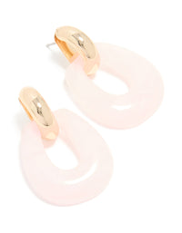 Gold Light Pink Acrylic Doorknocker Drop Earrings - link has visual effect only