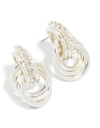Silver Diamante Doorknocker Stud Earrings - link has visual effect only