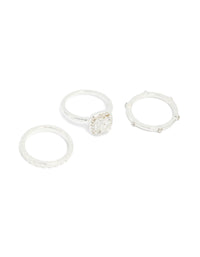 Silver Diamante Engagement Rings 3-Pack - link has visual effect only
