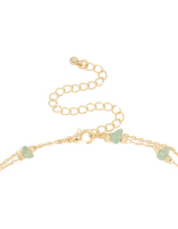 Gold Plated Green Aventurine Semi-Precious Stone & Doughnut Layered Necklace - link has visual effect only