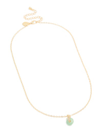 Gold Plated Green Aventurine Semi-Precious Cubic Zirconia Doughnut Necklace - link has visual effect only