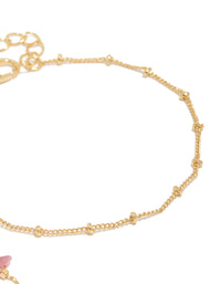 Elegant gold plated bracelet set with semi-precious stones and beads closure detail view - link has visual effect only