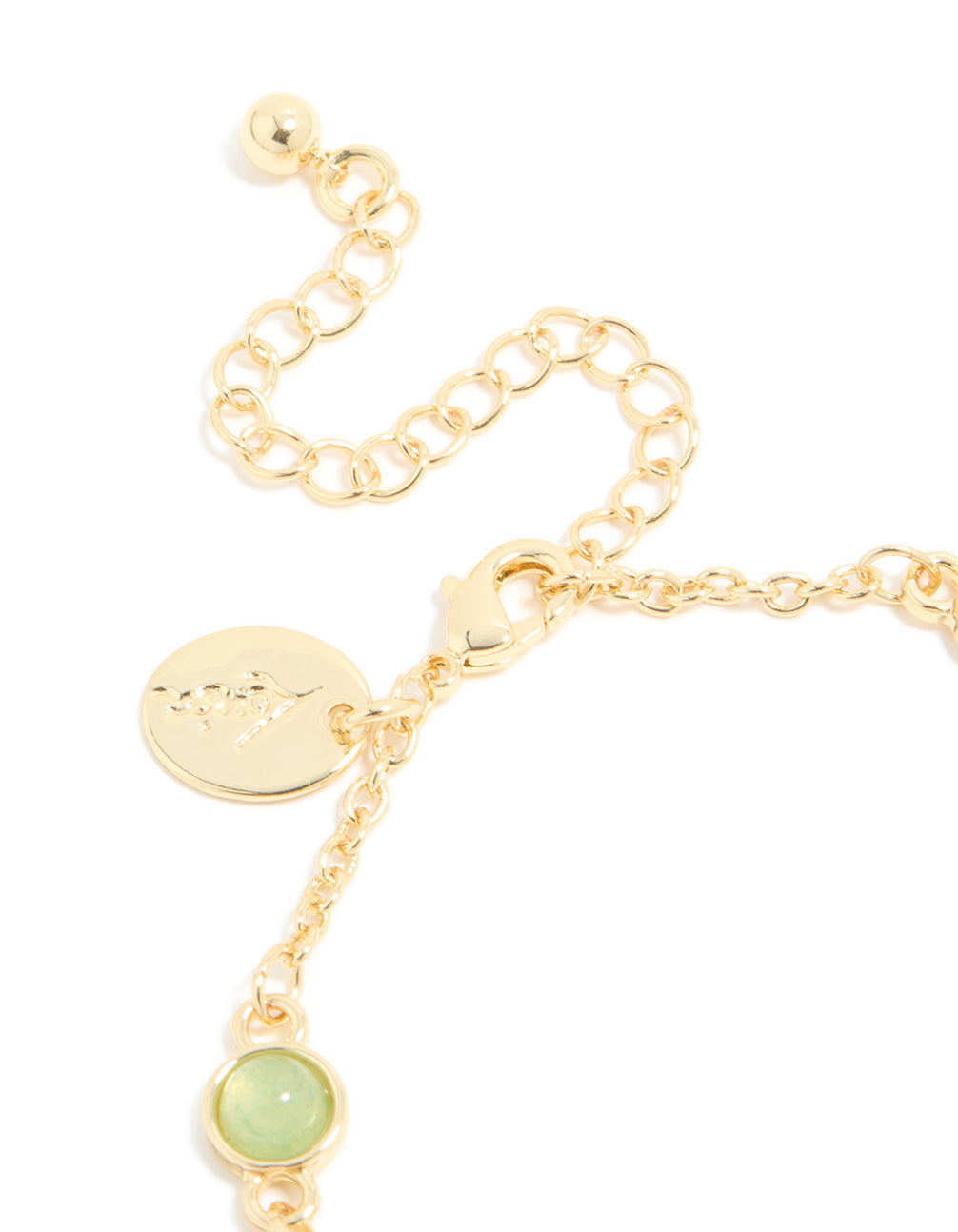 Gold Plated Green Aventurine Semi-Precious Cubic Zirconia Bracelet